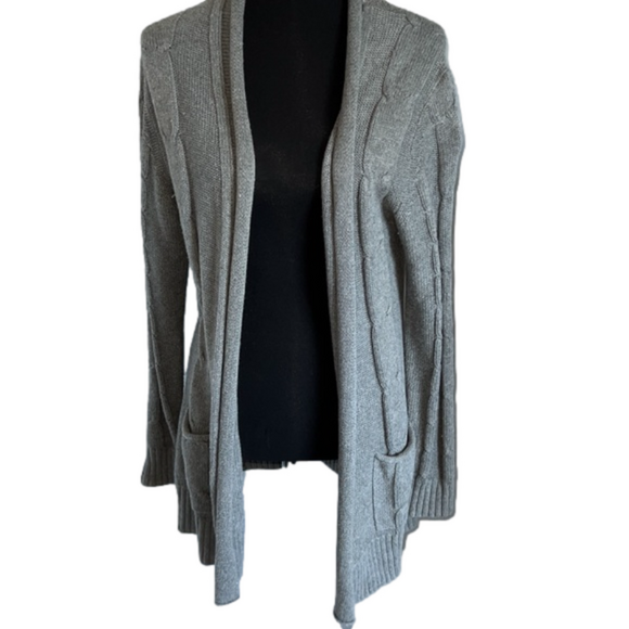 Grey long knit sweater Petite Large extra cozy pockets - Picture 1 of 9